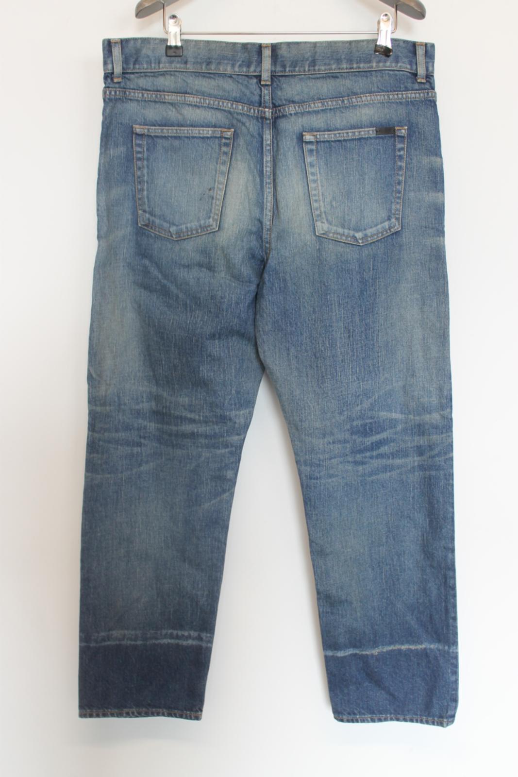 SAINT LAURENT Ladies Blue Cotton Denim High Rise Straight Jeans Size 34 NEW