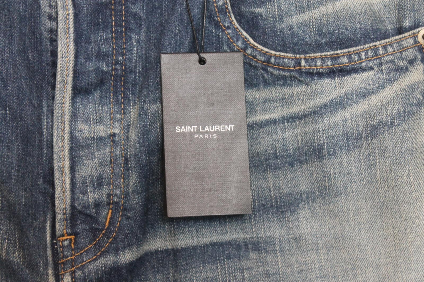 SAINT LAURENT Ladies Blue Cotton Denim High Rise Straight Jeans Size 34 NEW