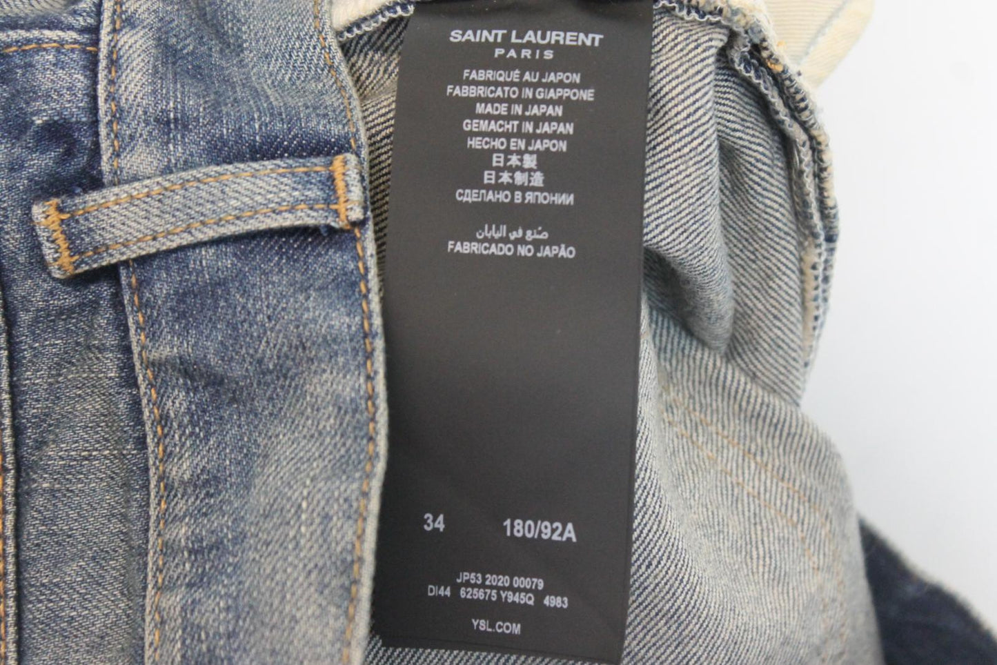 SAINT LAURENT Ladies Blue Cotton Denim High Rise Straight Jeans Size 34 NEW