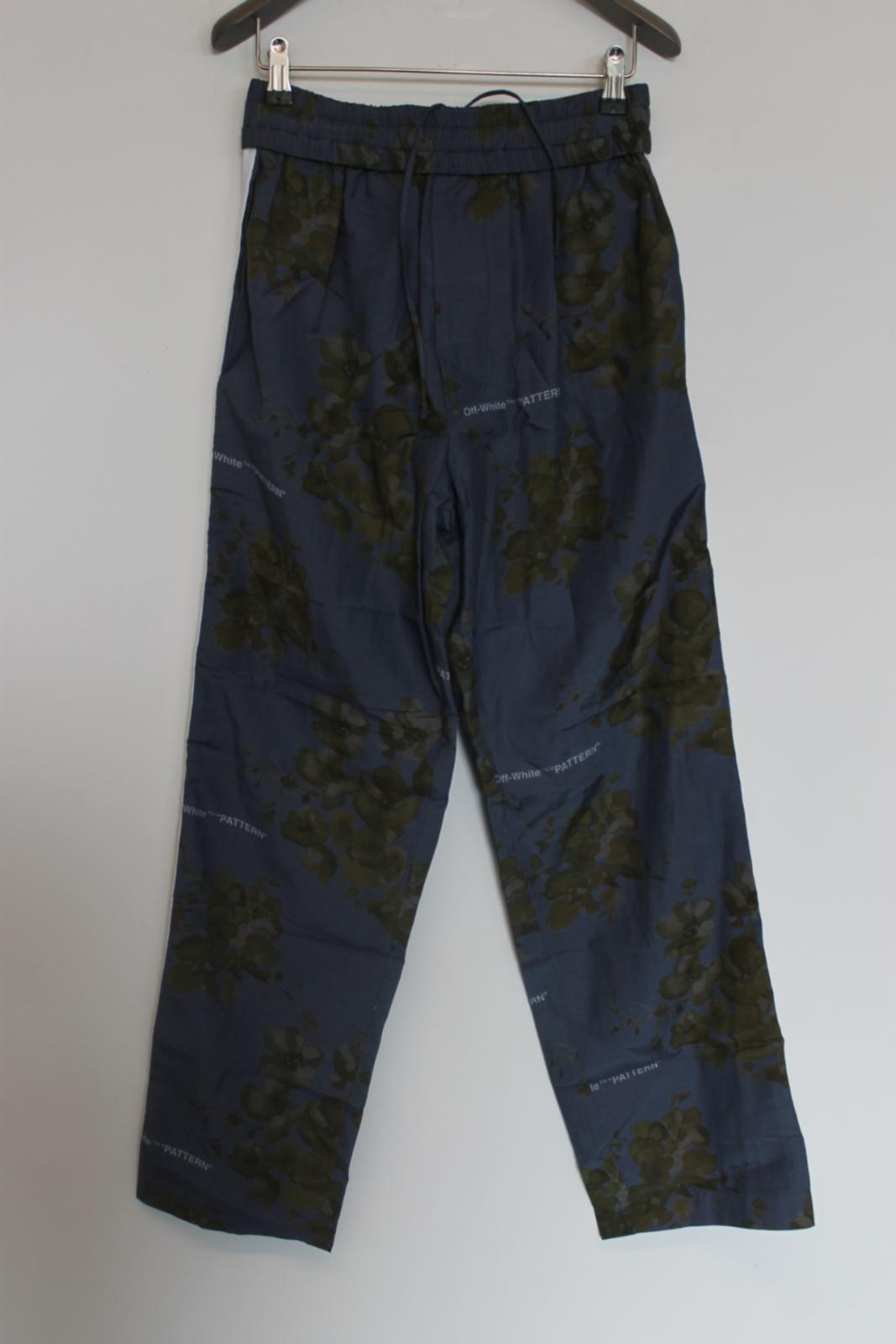 OFF-WHITE Ladies Blue/Green Cotton Blend Floral Print Trousers S NEW