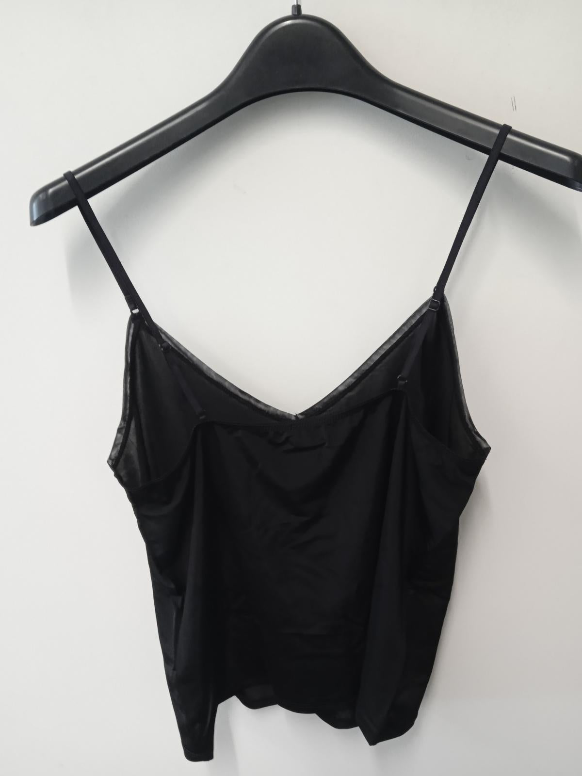 GANNI Ladies Black Sleeveless Sqaure Neck Tank Top Size UK M NEW