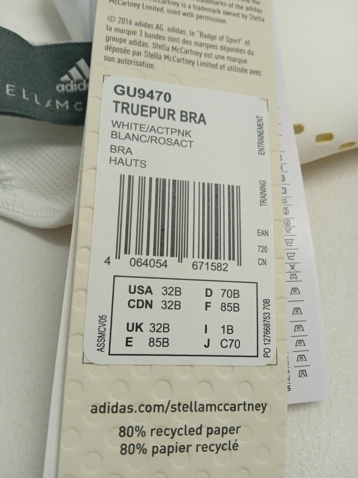 STELLA MCCARTNEY Ladies White Sleeveless Round Neck Sports Bra Size UK 32B NEW