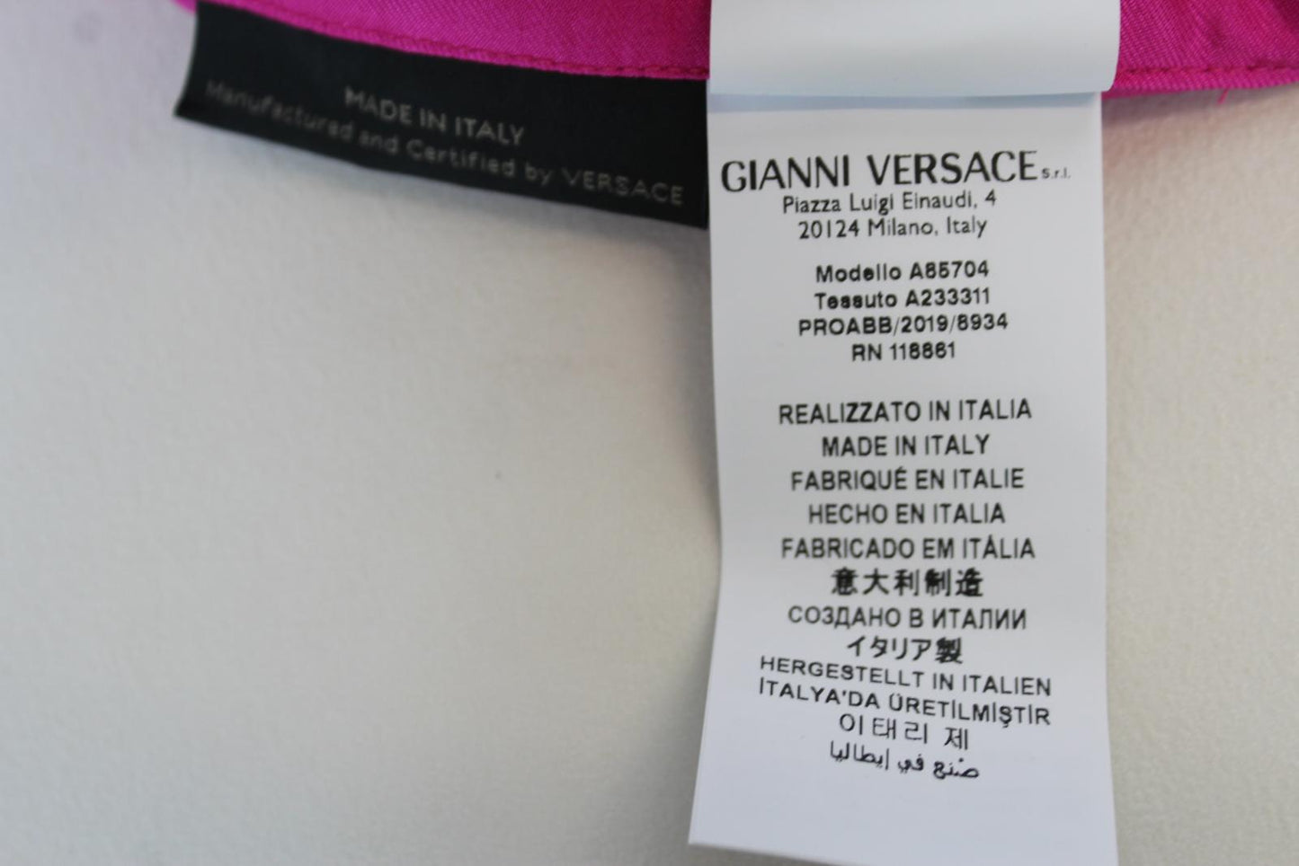 VERSACE Ladies Pink Black Silk Zip Fly All Over Logo Print Shorts IT38 UK6 NEW
