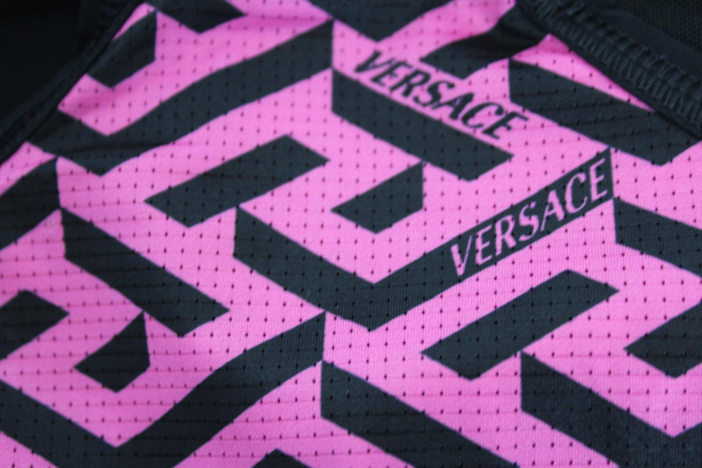 VERSACE Ladies Black Pink Greca Signature Racerback Sport Bra 2/M/UK34 NEW