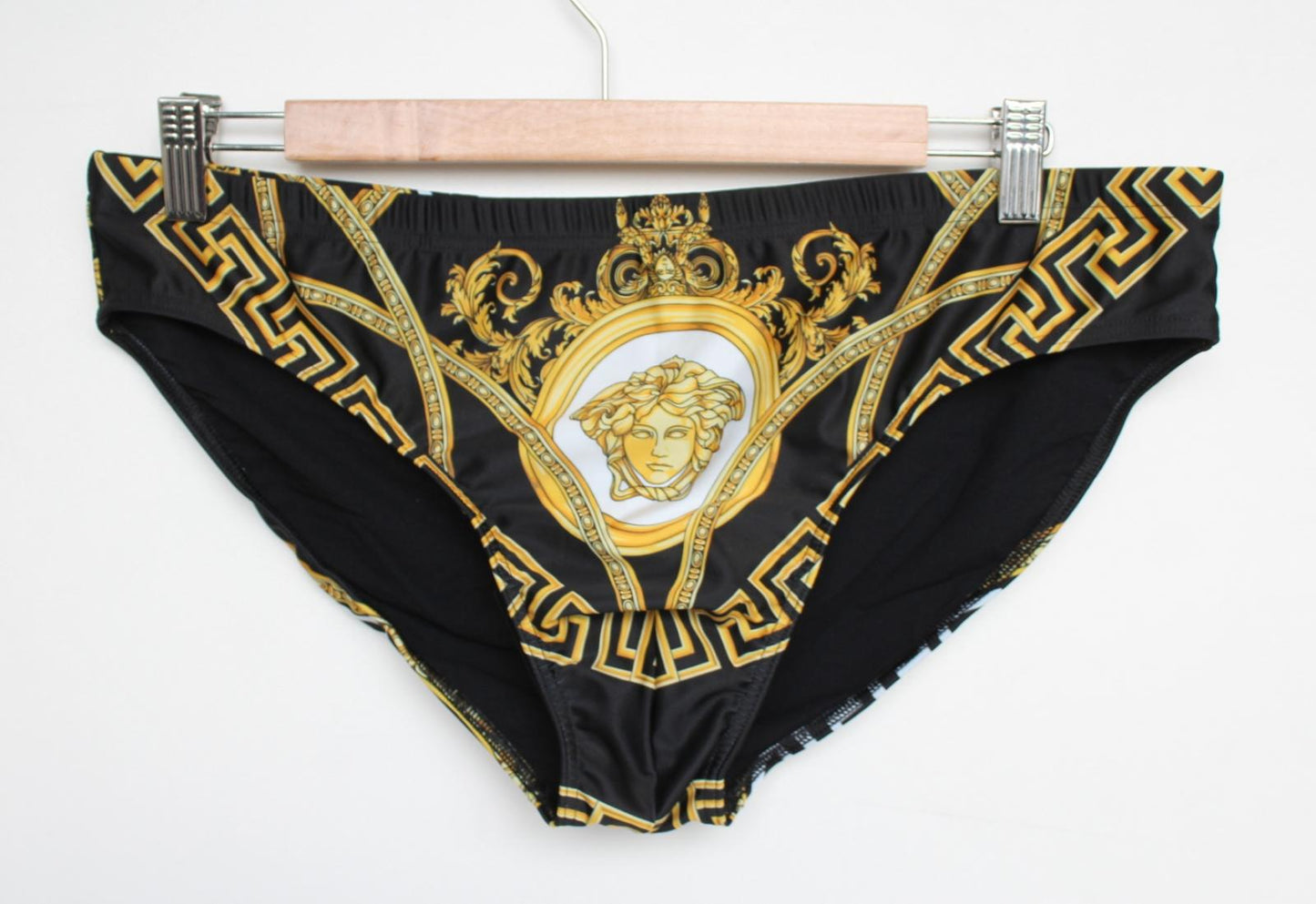 VERSACE Men's Black Gold La Coupe Des Dieux Print Swim Briefs 7/2XL/UK40 NEW