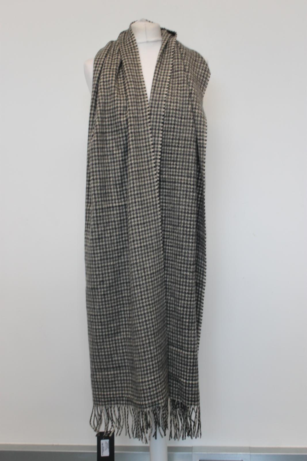 SAINT LAURENT Ladies Grey Dogtooth Autumnal Scarf O/S BNWT