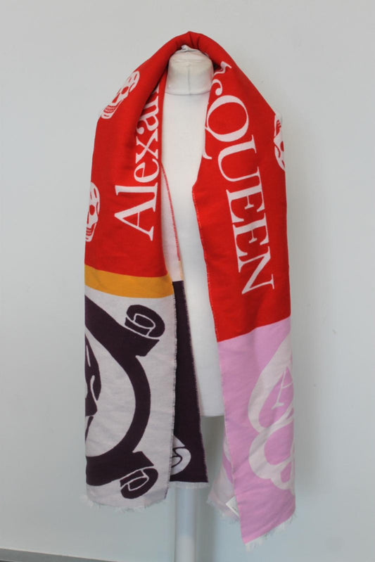 ALEXANDER MCQUEEN Ladies Multicoloured Cotton Rectangular Scarf O/S BNWT