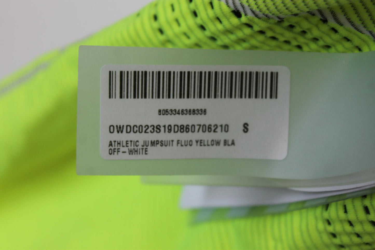 OFF-WHITE Ladies Florescent Yellow Athletic Jumpsuit Size S NEW