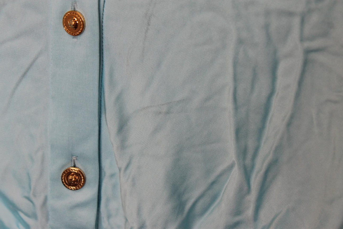 VERSACE Ladies Blue Satin Long Sleeve Button-up Blouse Shirt EU36 UK8 NEW