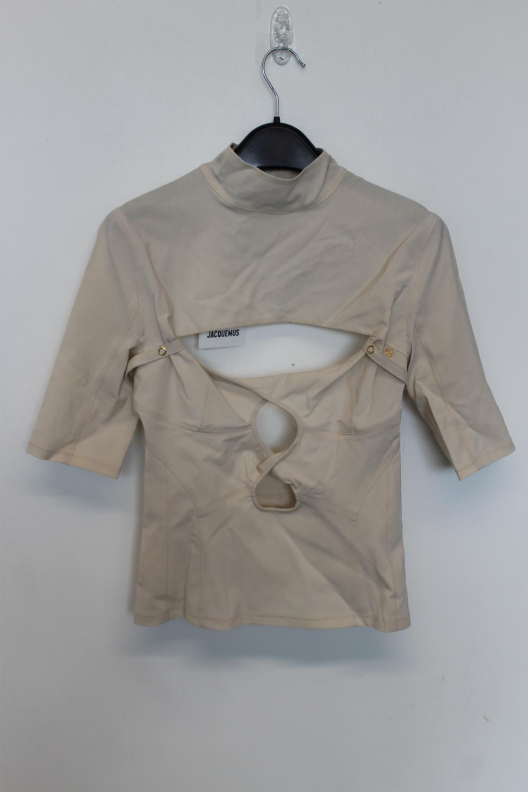 JACQUEMUS Ladies Off-White Wool Le Haut Palmi Cut-Out Blouse Top EU34 UK6 NEW