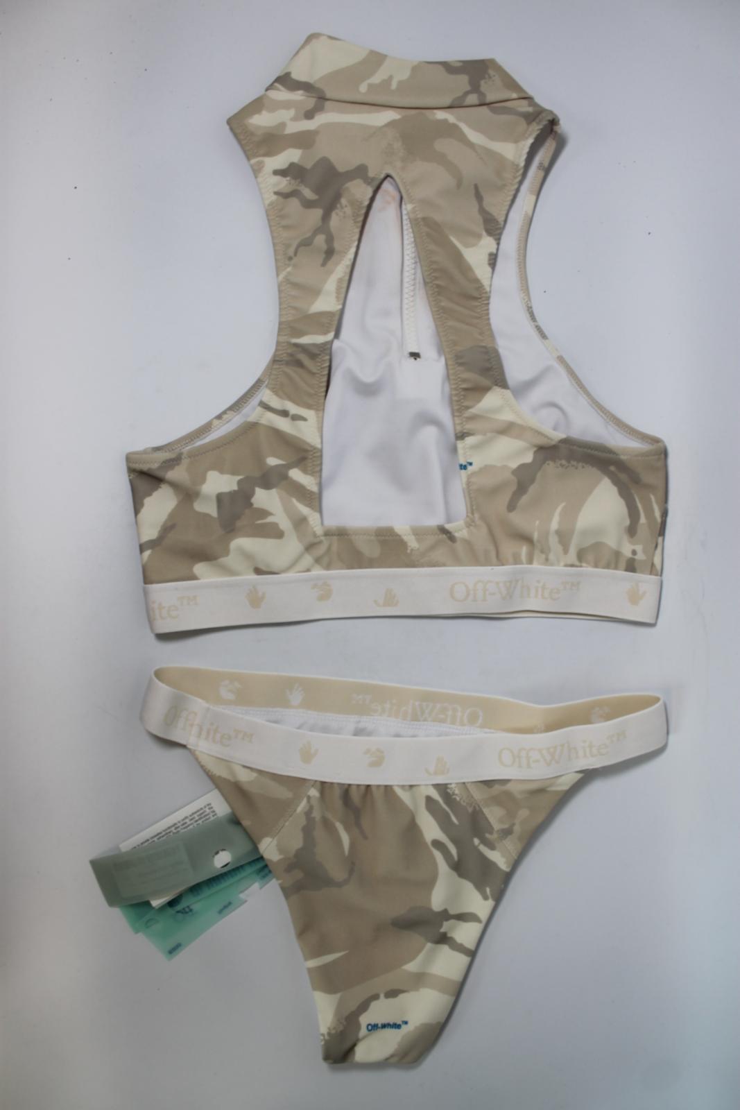 OFF-WHITE Ladies Ladies Beige Camo Active Zip Bikini Set EU38 UK10 BNWT