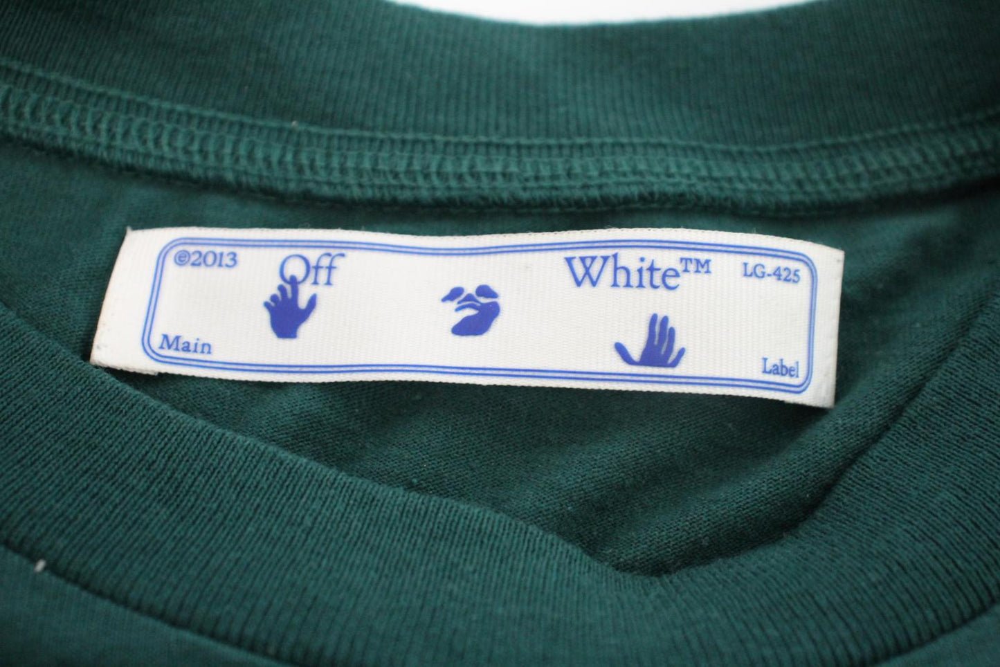 OFF-WHITE Men's Bottle Green Cotton Caravaggio Print T-Shirt Size XS NEW