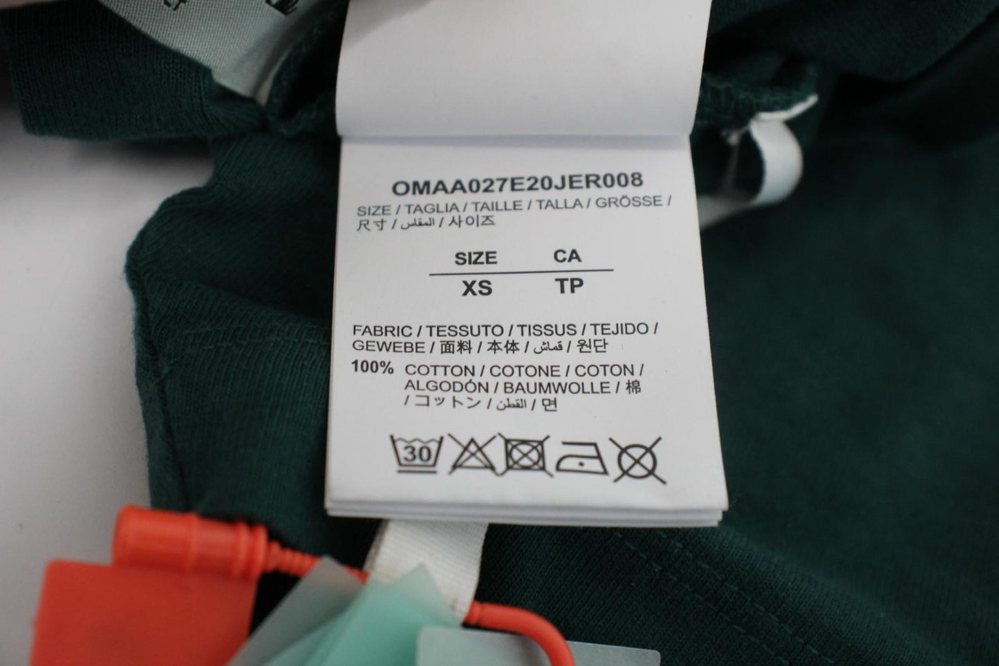 OFF-WHITE Men's Bottle Green Cotton Caravaggio Print T-Shirt Size XS NEW