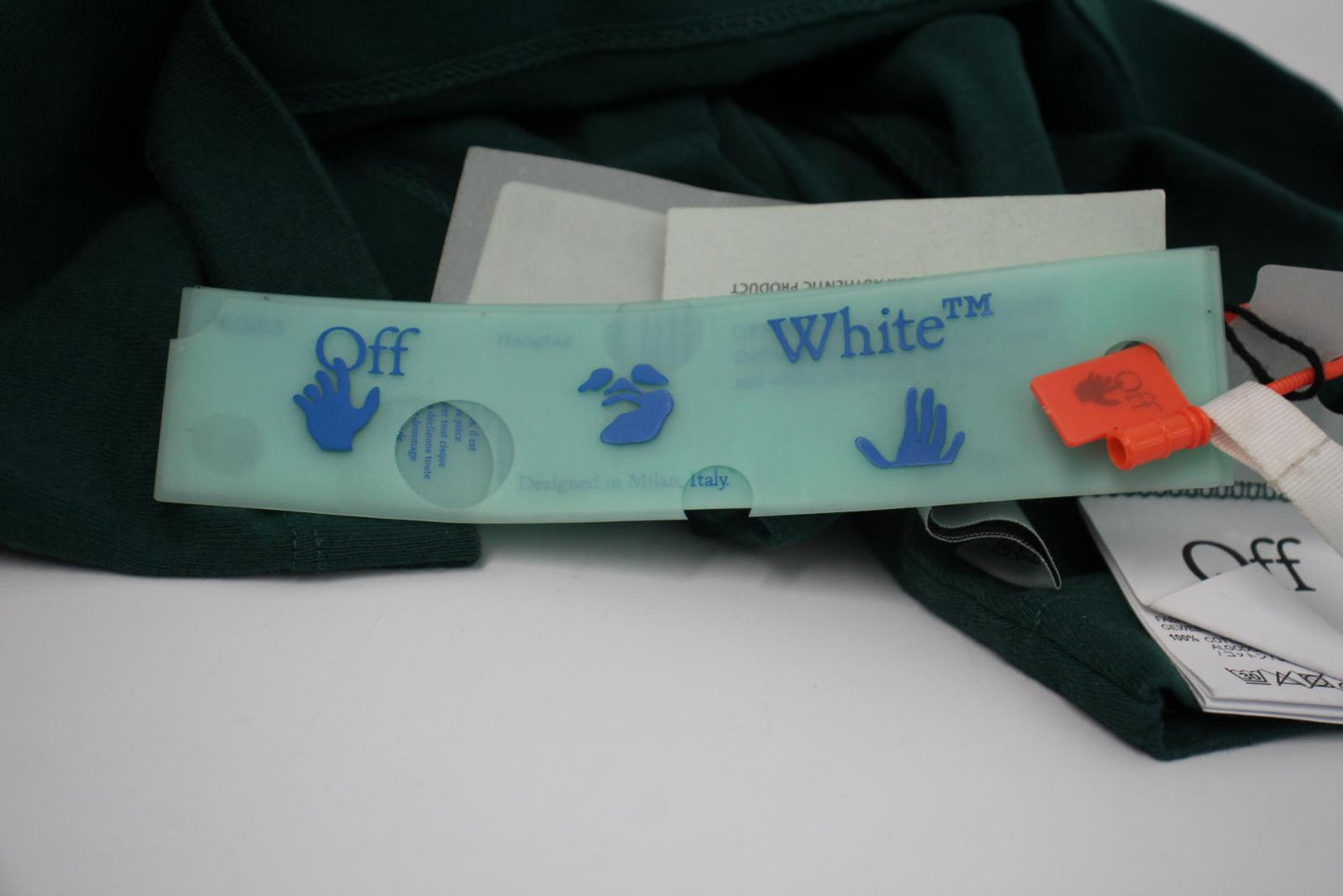 OFF-WHITE Men's Bottle Green Cotton Caravaggio Print T-Shirt Size XS NEW
