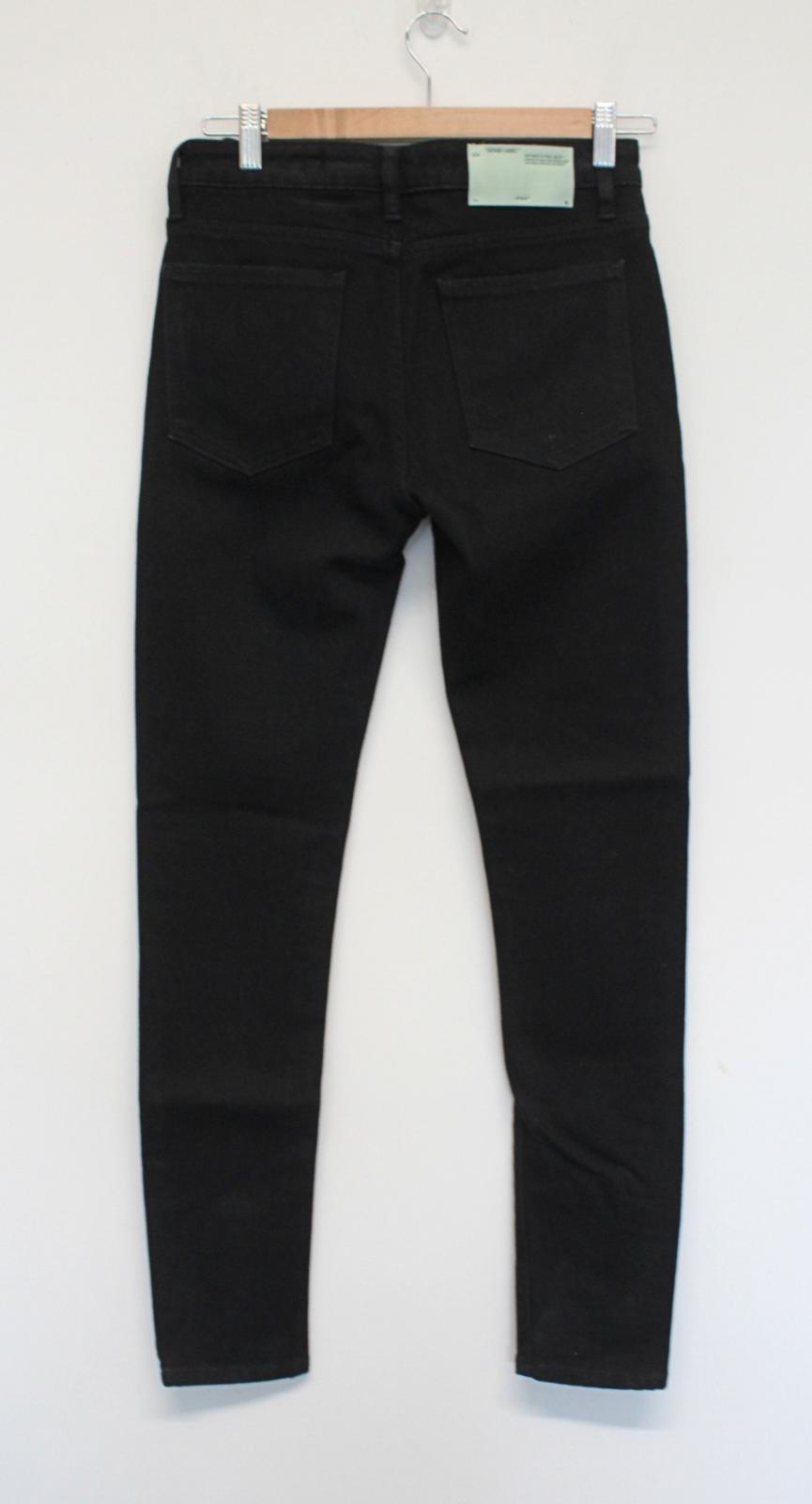 OFF-WHITE Ladies Vintage Black Skinny Zip Fly Denim Jeans 27 W27 L31 NEW