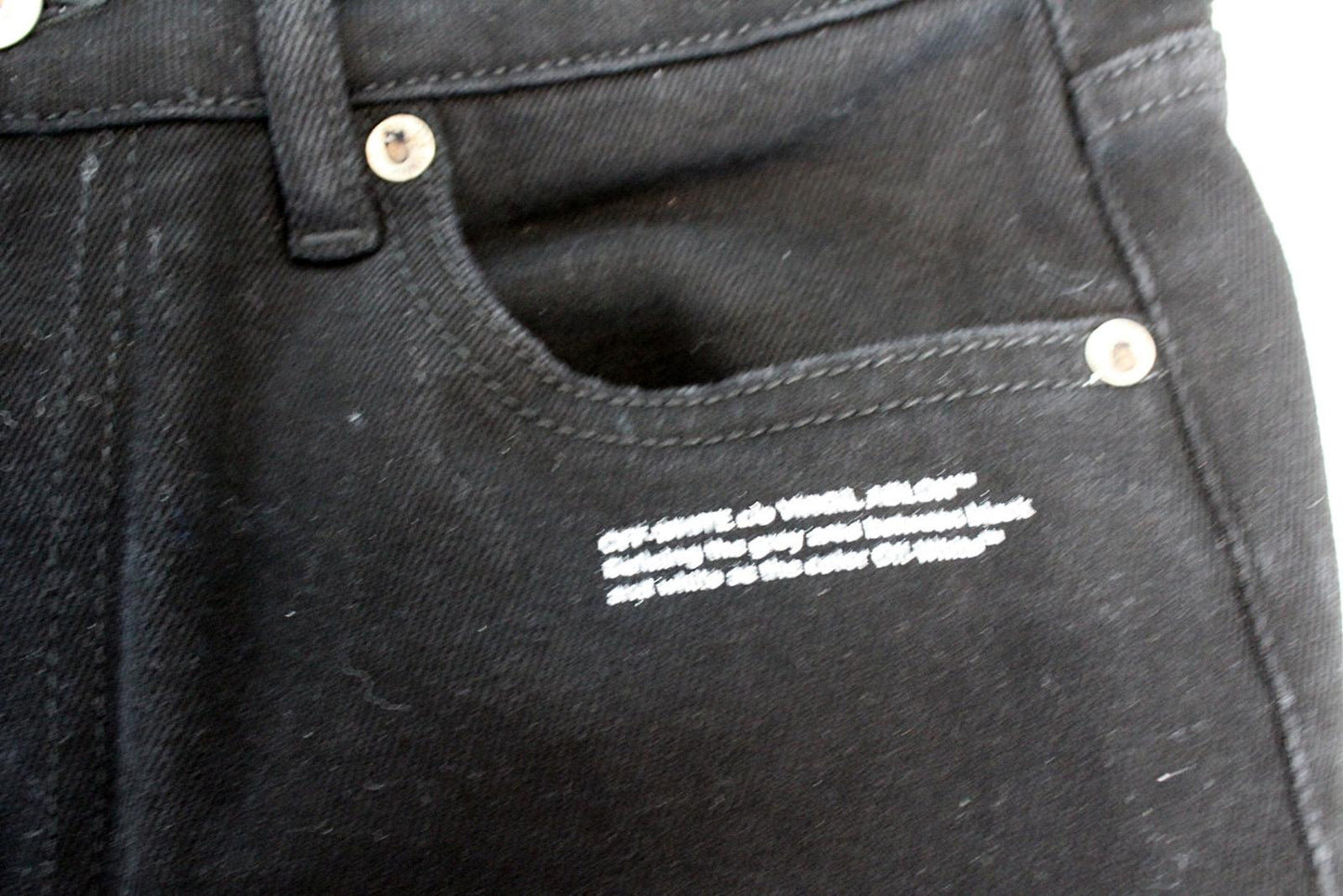 OFF-WHITE Ladies Vintage Black Skinny Zip Fly Denim Jeans 27 W27 L31 NEW