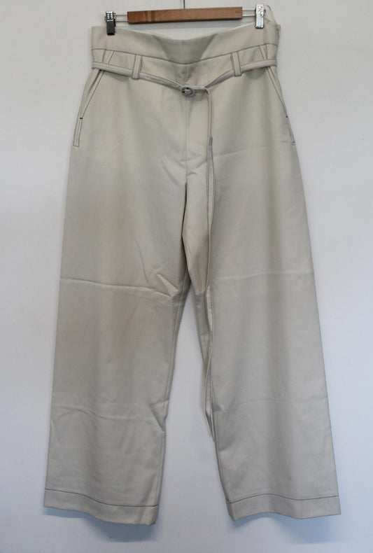 MARNI Ladies Antique White Twisted Wool Flanel Pants IT42 UK10 W34 L32 NEW