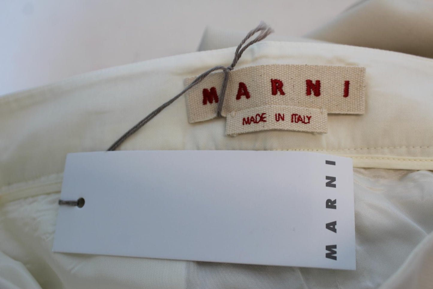 MARNI Ladies Antique White Twisted Wool Flanel Pants IT42 UK10 W34 L32 NEW