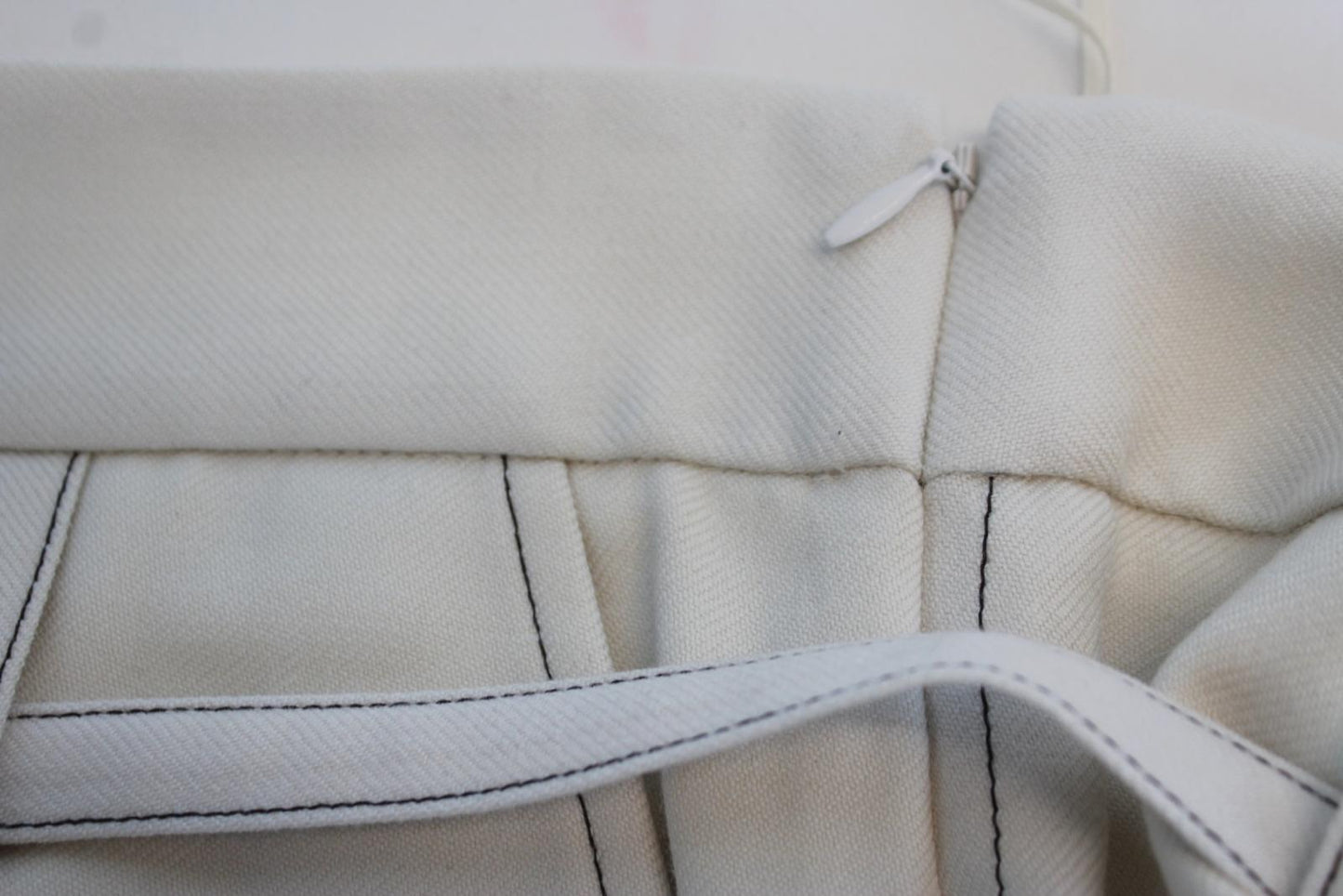 MARNI Ladies Antique White Twisted Wool Flanel Pants IT42 UK10 W34 L32 NEW