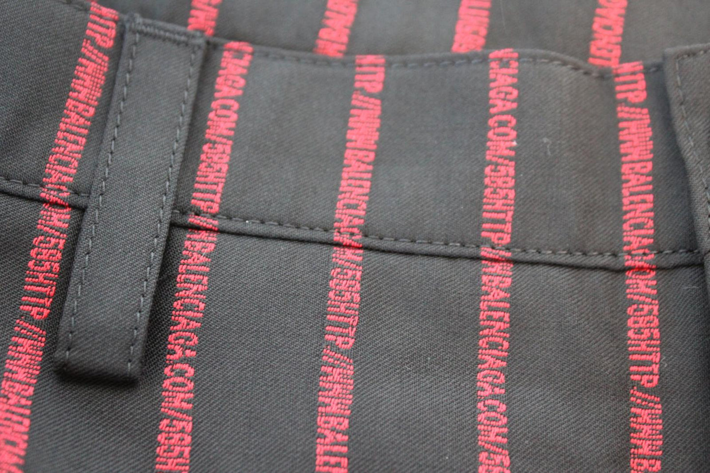 BALENCIAGA Men's Black Red Striped Zip Logo Wool Blend Trousers FR46 W32 L35 NEW