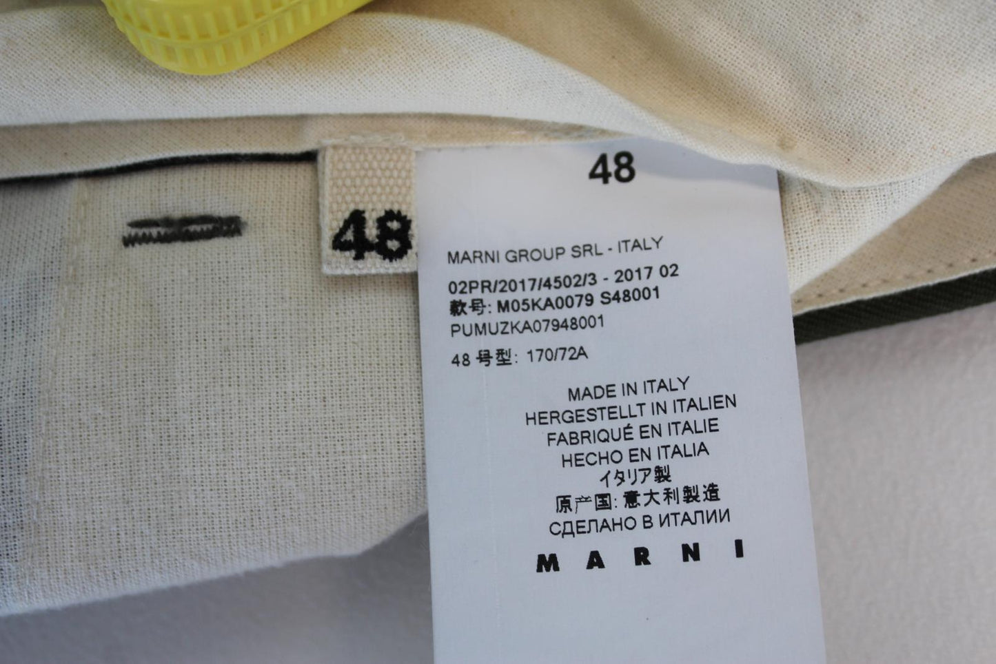 MARNI Men's Green Button Fly Twill Trousers Pants Size IT48/M W34 L33 NEW
