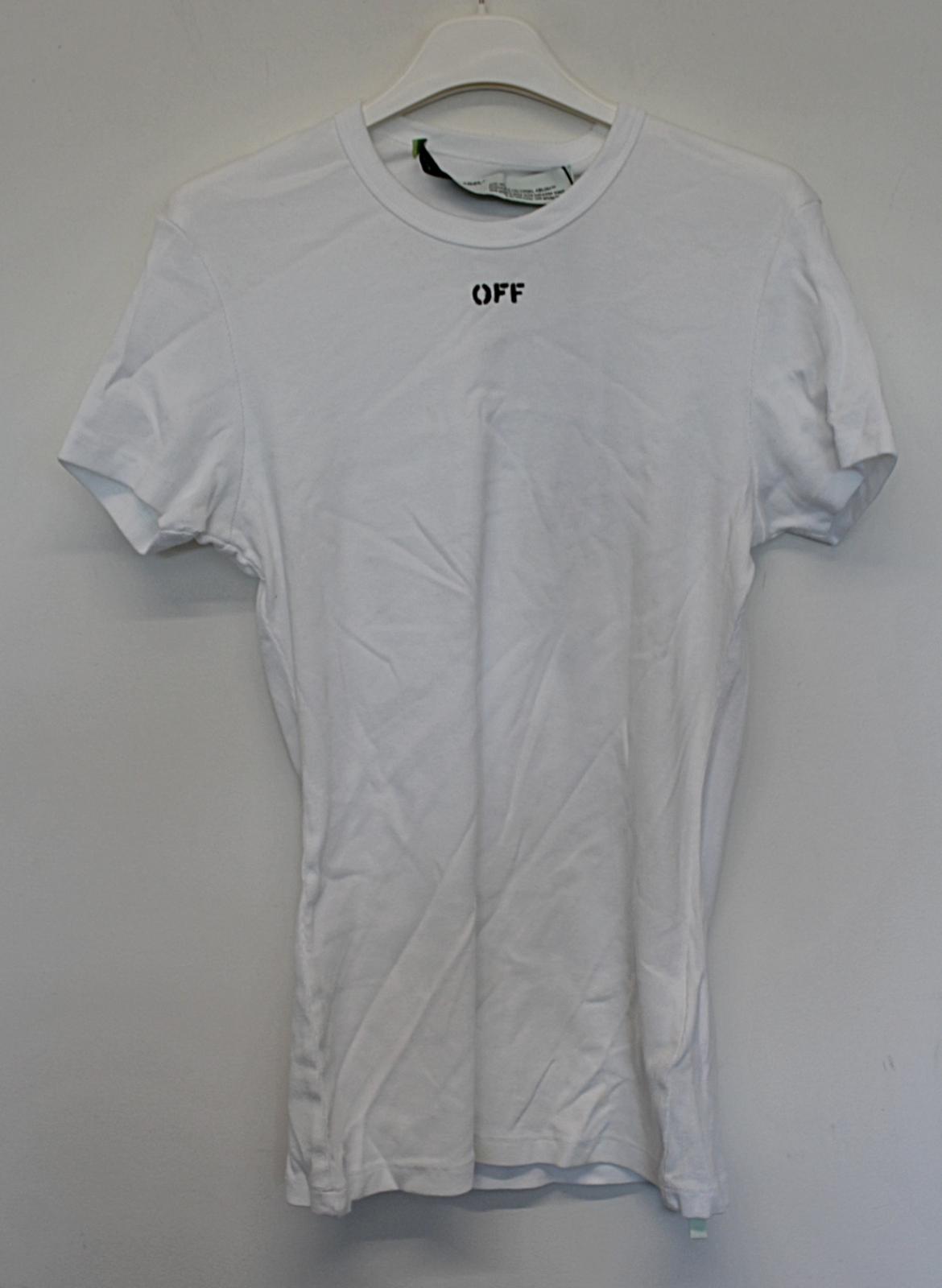 OFF-WHITE Ladies White Ribbed Short Sleeve Stretch Fitted T-Shirt IT44 UK12 NEW