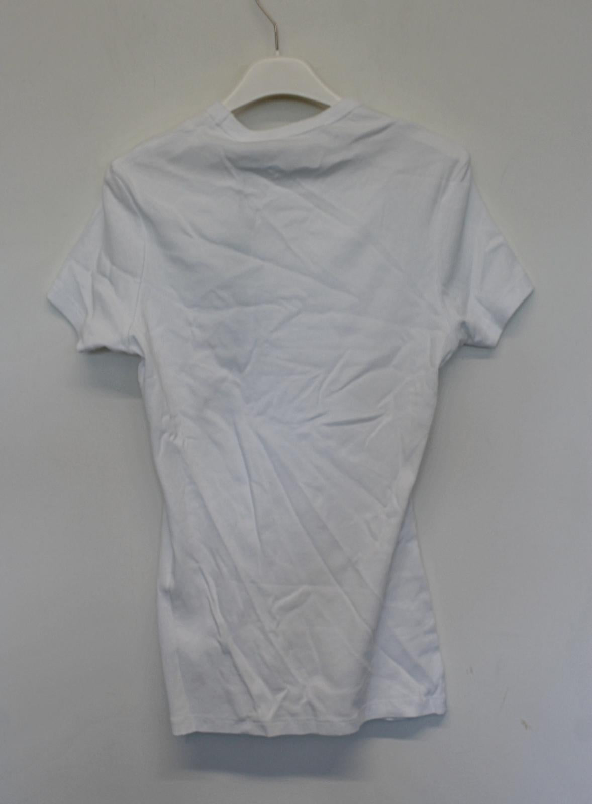 OFF-WHITE Ladies White Ribbed Short Sleeve Stretch Fitted T-Shirt IT44 UK12 NEW