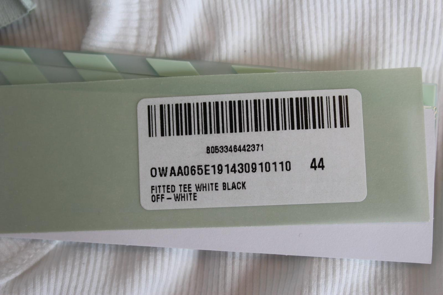 OFF-WHITE Ladies White Ribbed Short Sleeve Stretch Fitted T-Shirt IT44 UK12 NEW