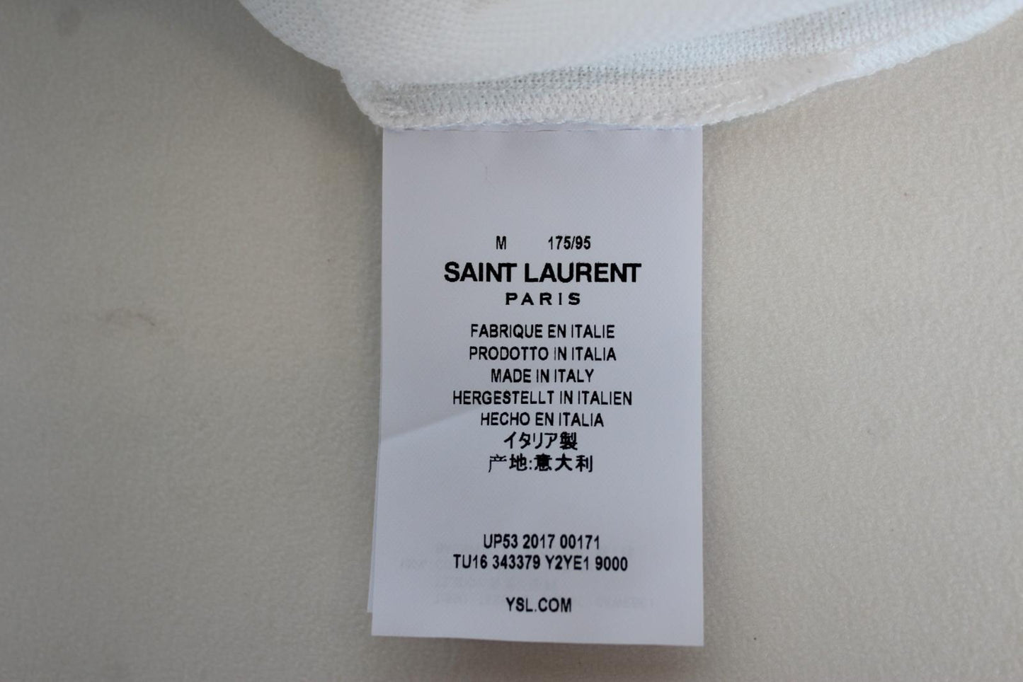 SAINT LAURENT Men's White Embroidered Logo Short Sleeve Cotton Polo Shirt M NEW