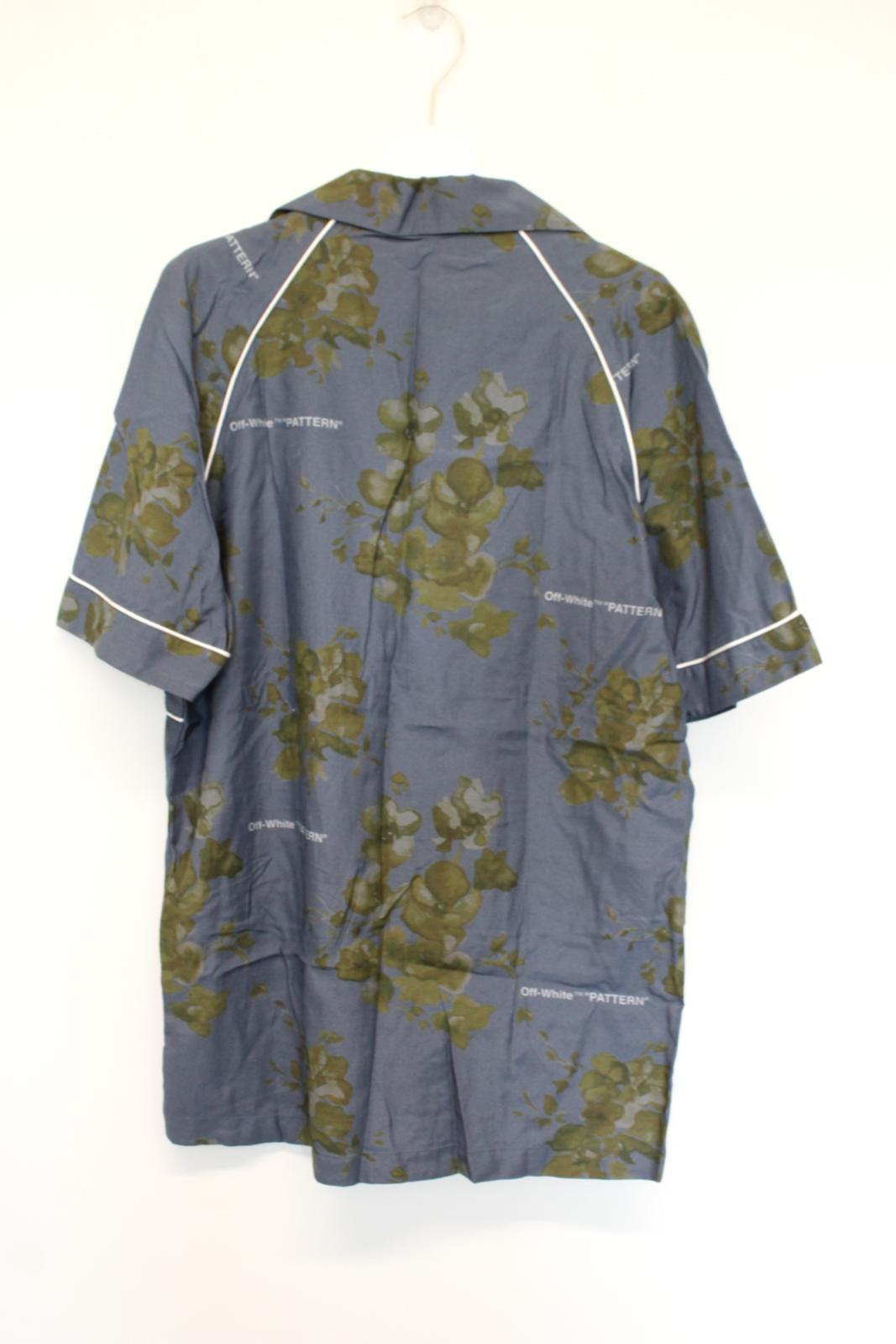 OFF-WHITE Men's Blue Green Floral Pattern Short Sleeve Pyjama Shirt M NEW