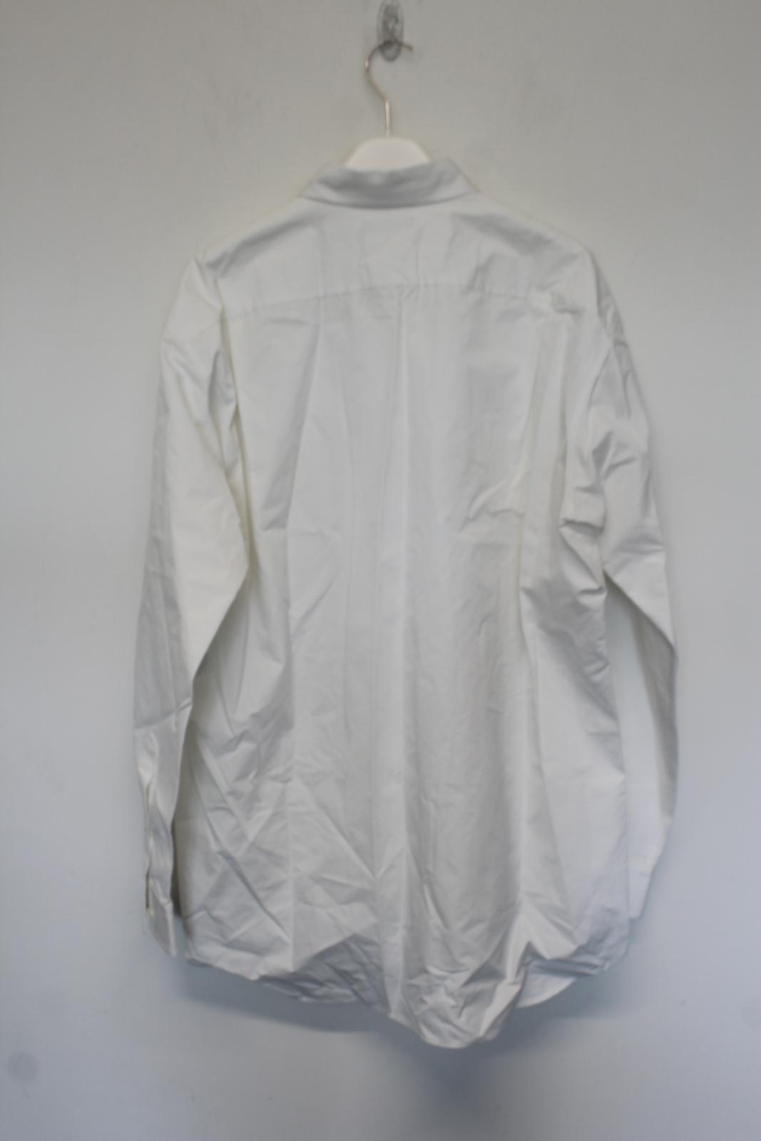 BALENCIAGA Men's White Cotton Rubber Logo Collar Classic Shirt Size 39 NEW