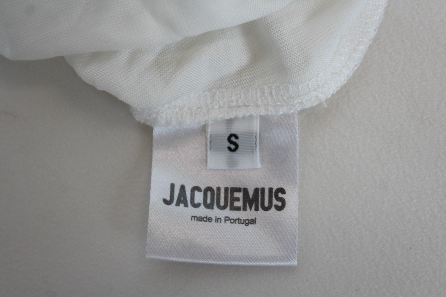 JACQUEMUS Ladies White Short Sleeve Ruched Fitted Lyocell T-Shirt S NEW