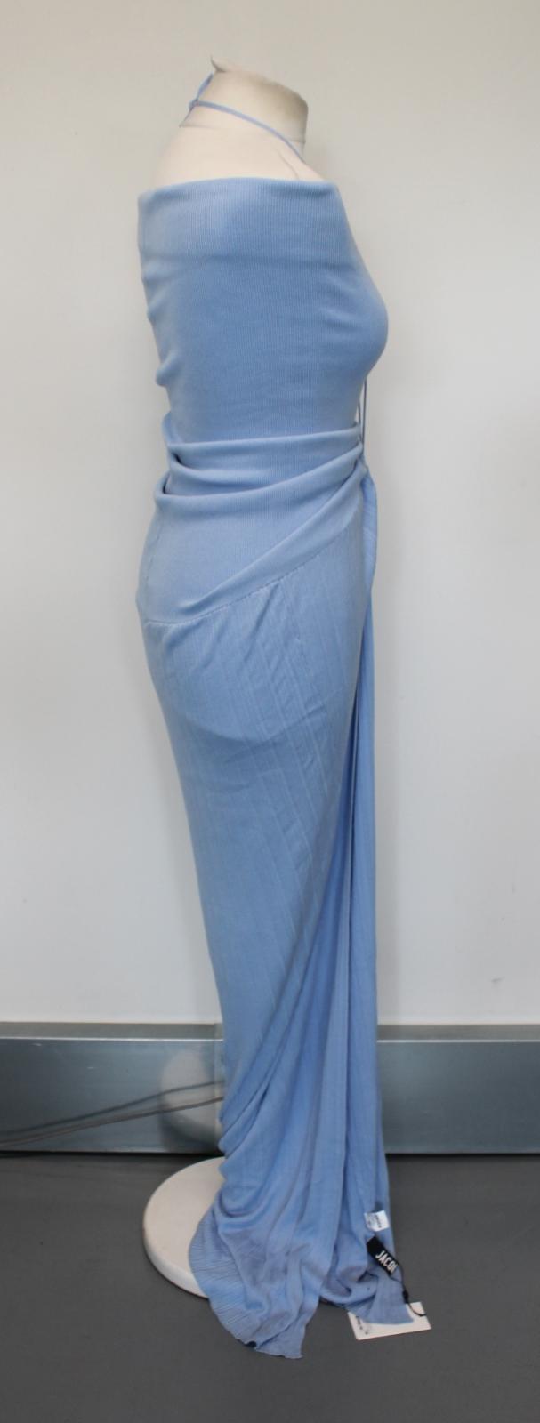 JACQUEMUS Ladies La Robe Siena Blue Knitted Halter Maxi Dress EU38 UK10 NEW