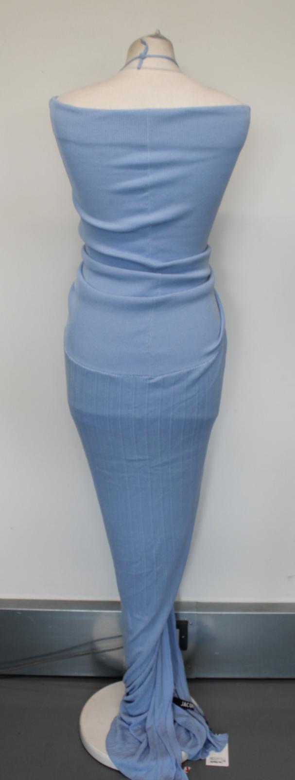 JACQUEMUS Ladies La Robe Siena Blue Knitted Halter Maxi Dress EU38 UK10 NEW