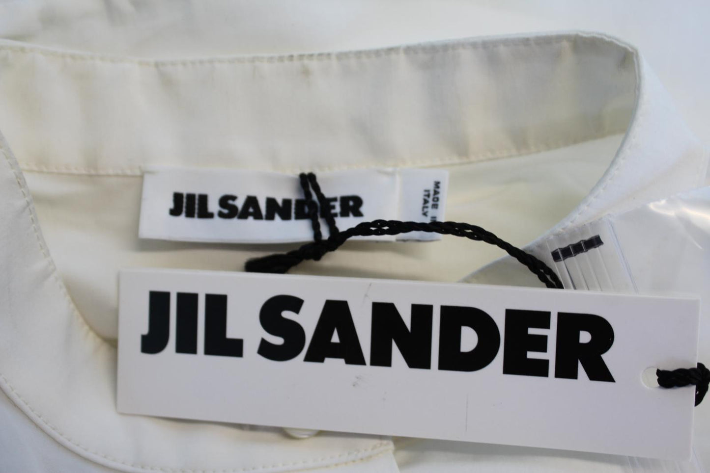 JIL SANDER Ladies White Hidden Button Layered Cotton Silk Midi Dress 36 UK8 NEW