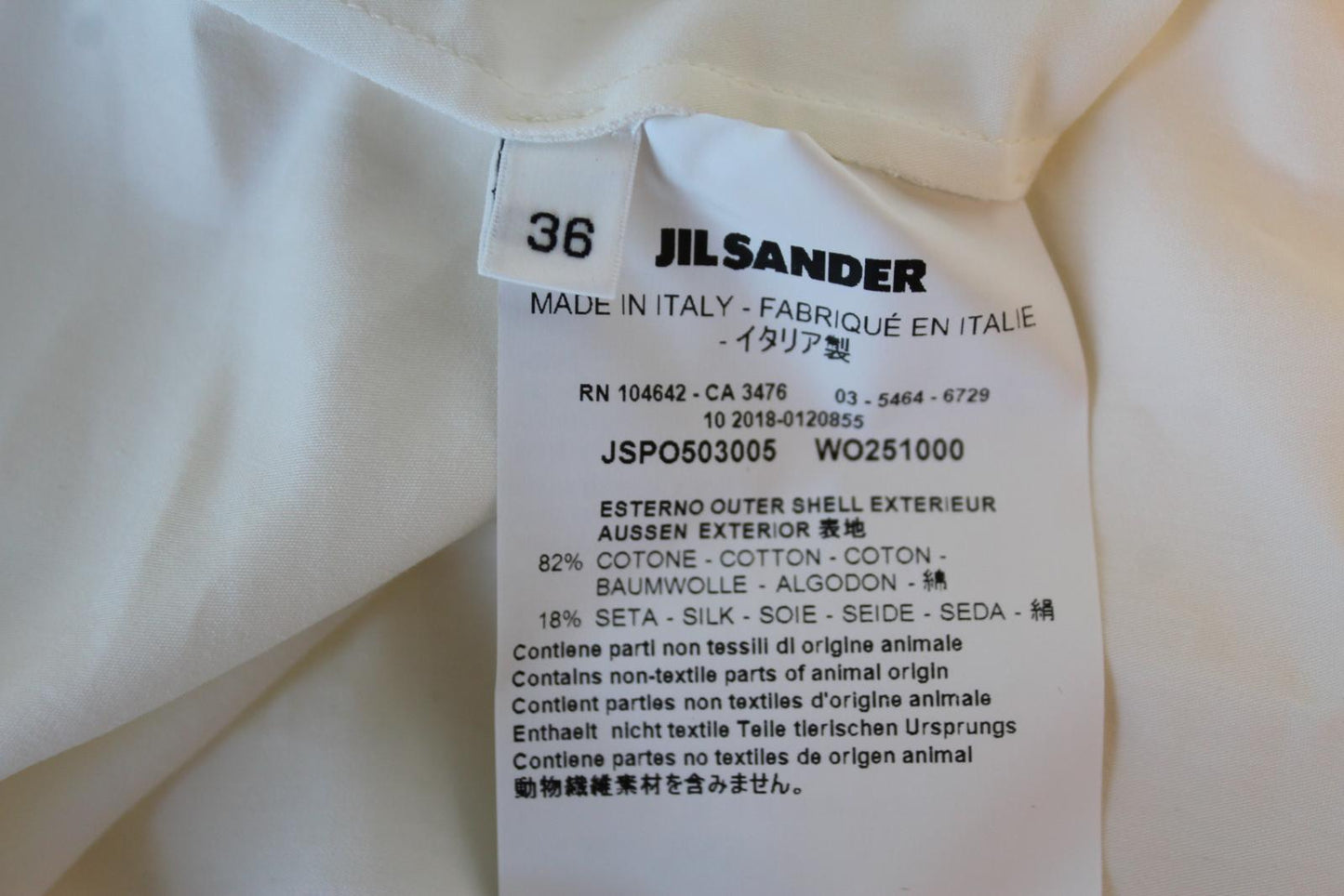 JIL SANDER Ladies White Hidden Button Layered Cotton Silk Midi Dress 36 UK8 NEW