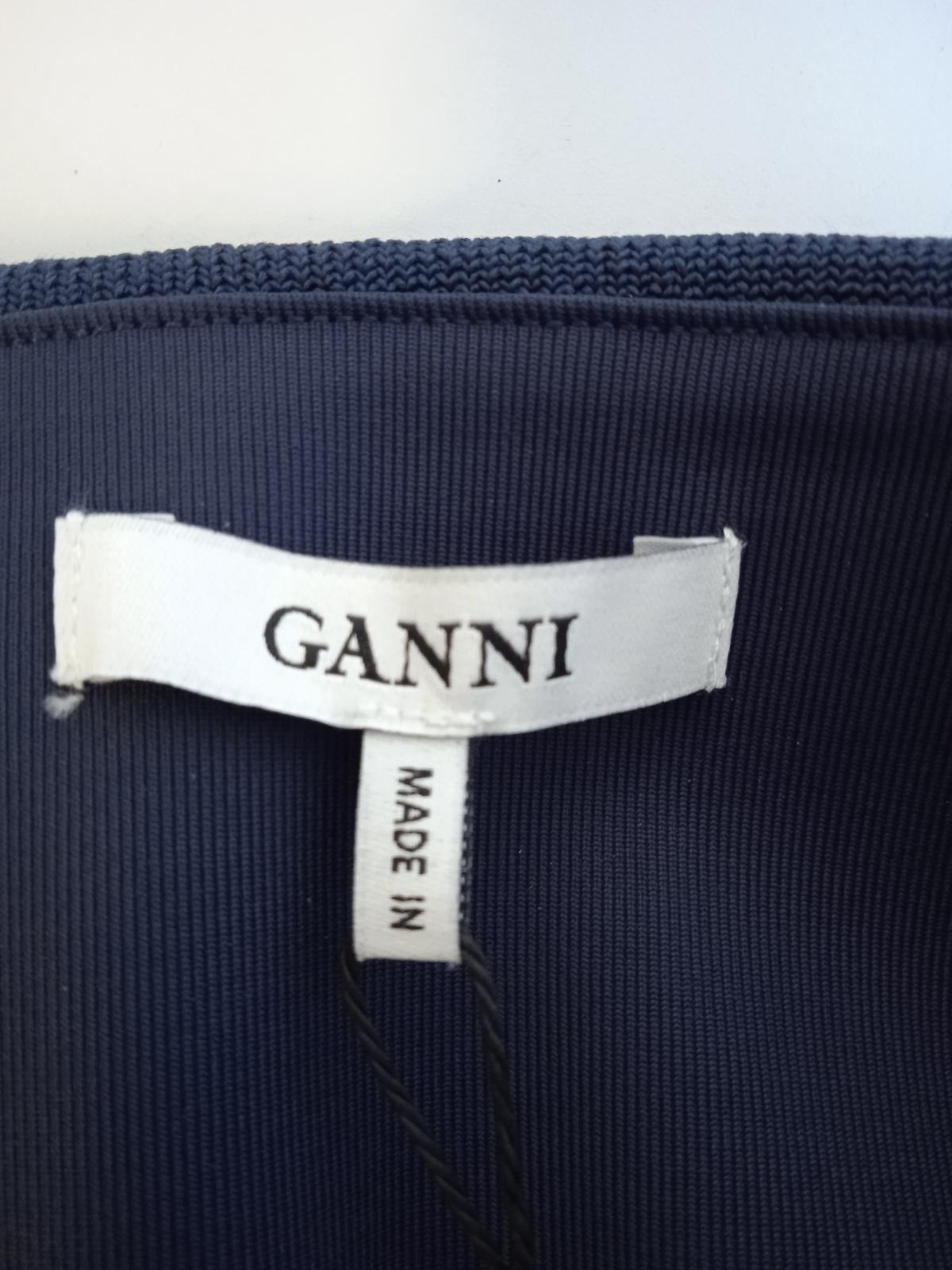 GANNI Ladies Navy Blue Presbourg High Waist Track Pants Size EU38 UK10 NEW