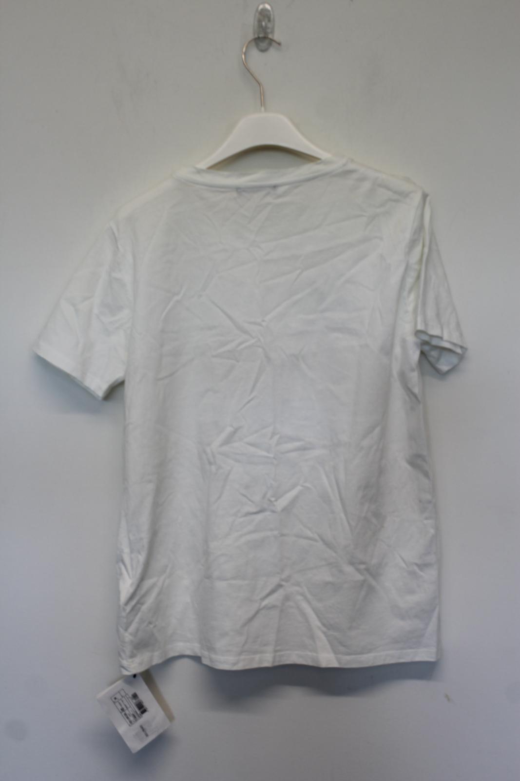 BALMAIN Ladies White Yellow Logo Buttoned Shoulder Cotton T-Shirt FR38 UK10 NEW