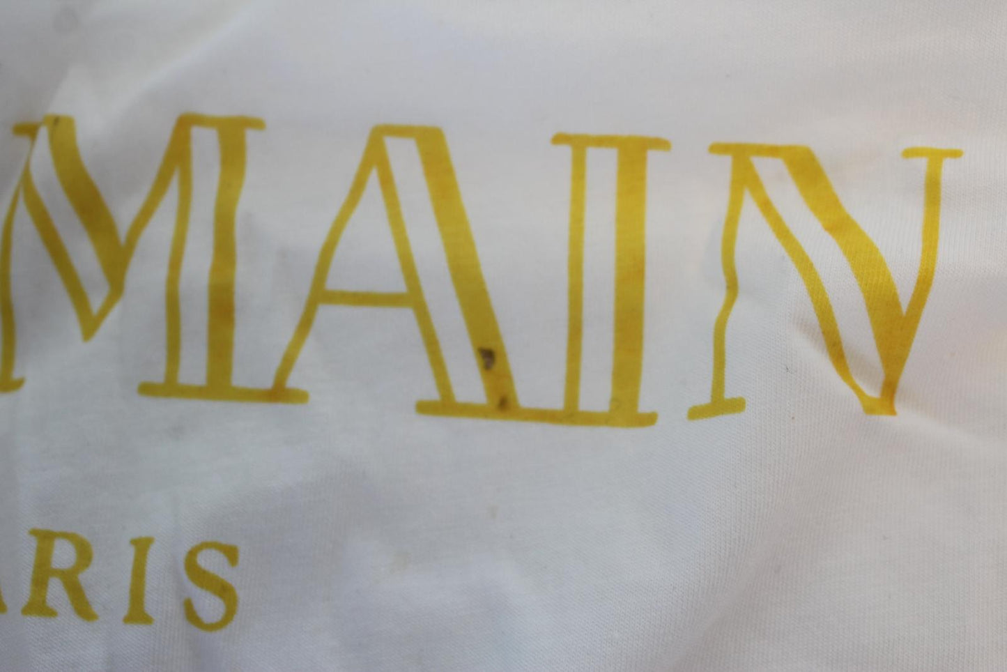 BALMAIN Ladies White Yellow Logo Buttoned Shoulder Cotton T-Shirt FR38 UK10 NEW