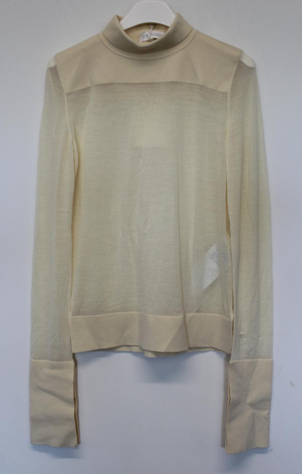 JIL SANDER Ladies Cream Beige Long Sleeve Stretch Wool Blend Jumper EU36 UK8 NEW