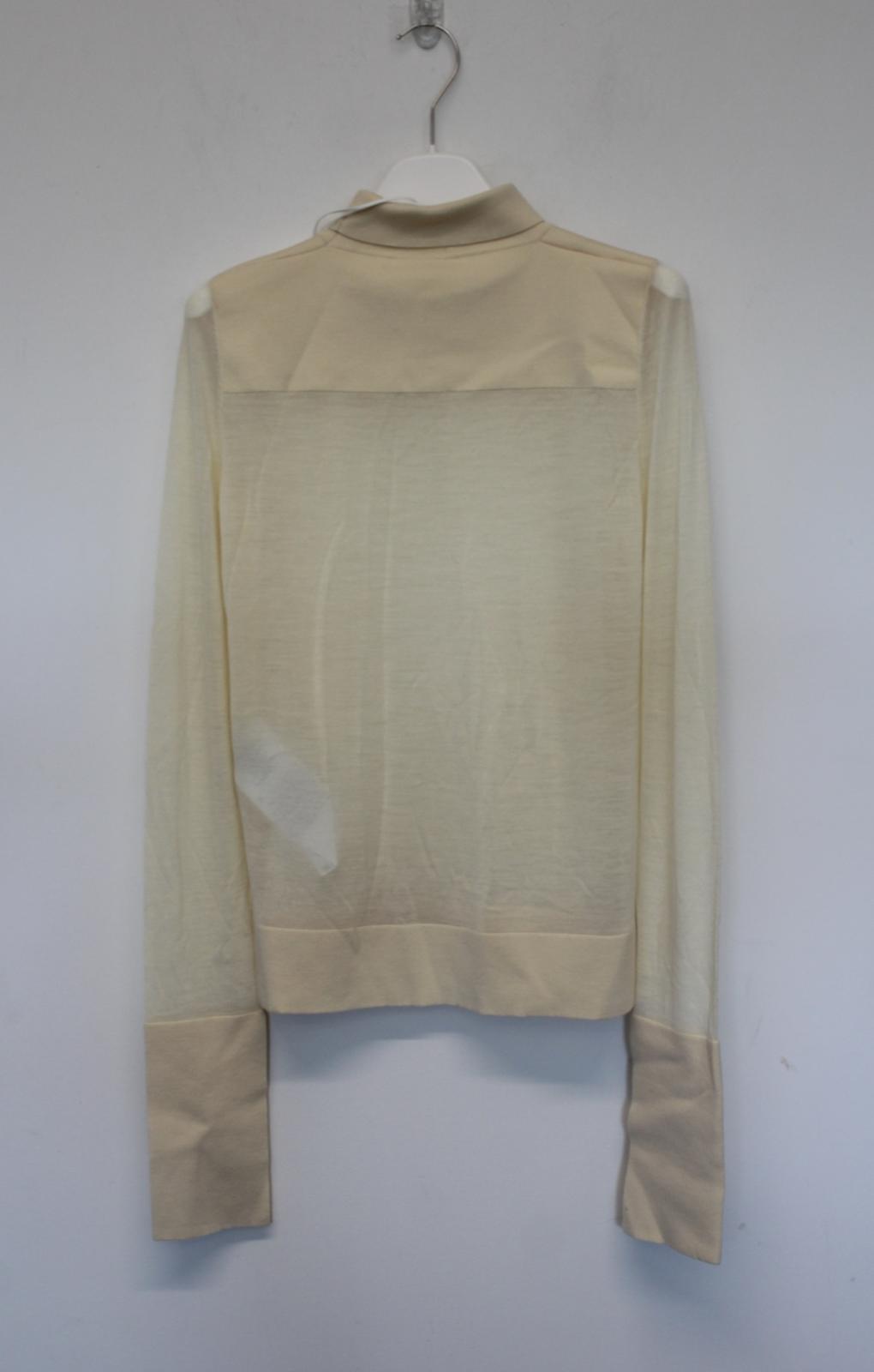 JIL SANDER Ladies Cream Beige Long Sleeve Stretch Wool Blend Jumper EU36 UK8 NEW