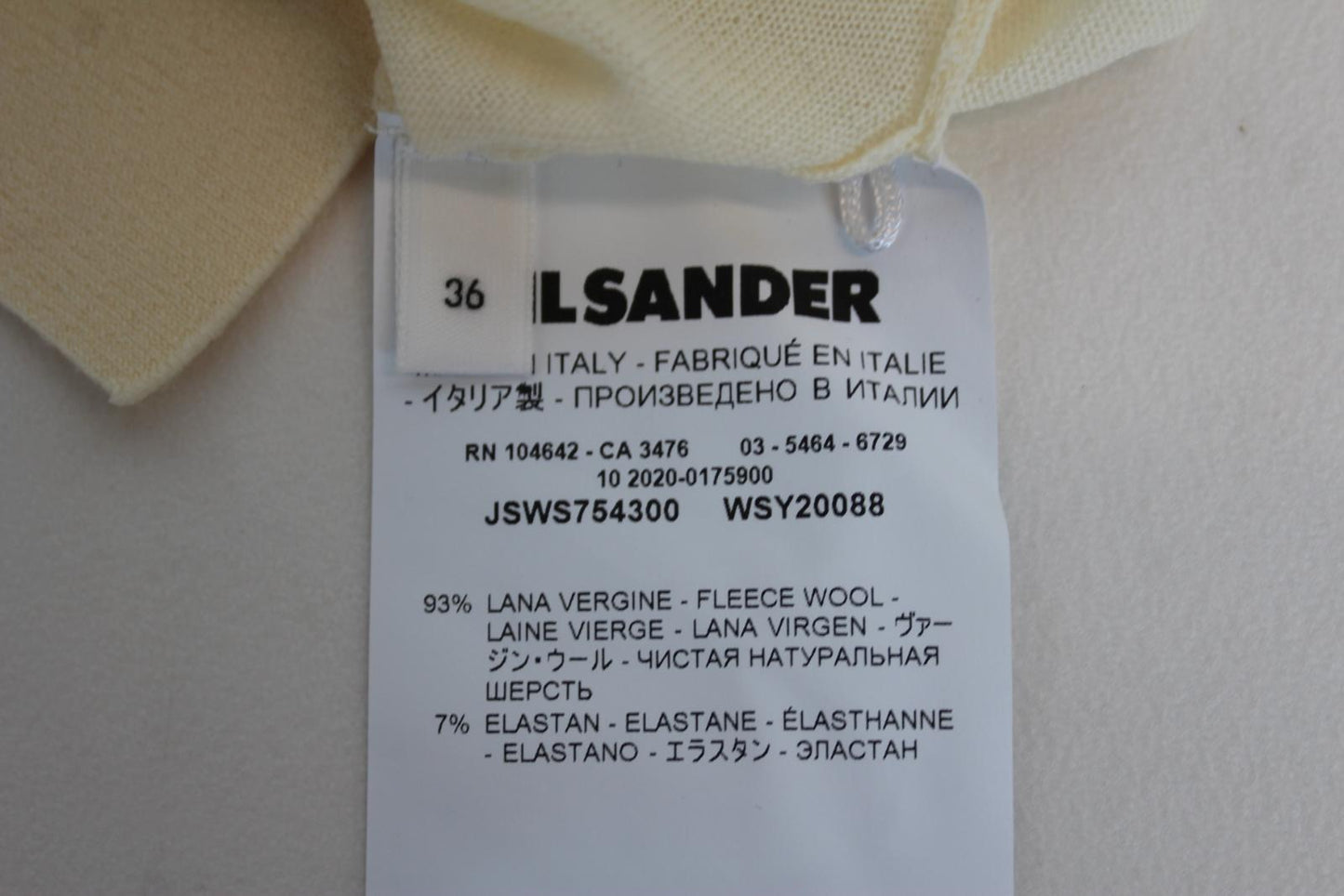 JIL SANDER Ladies Cream Beige Long Sleeve Stretch Wool Blend Jumper EU36 UK8 NEW
