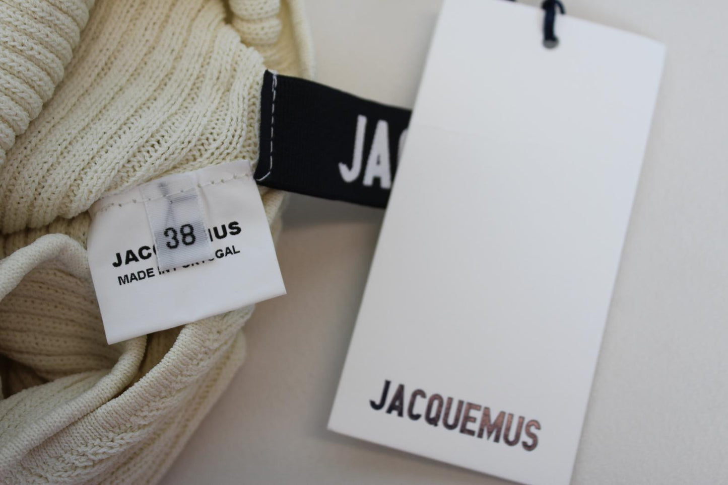 JACQUEMUS Ladies La Maille Stephanie Ecru Ivory Ribbed Bodysuit EU38 UK10 NEW