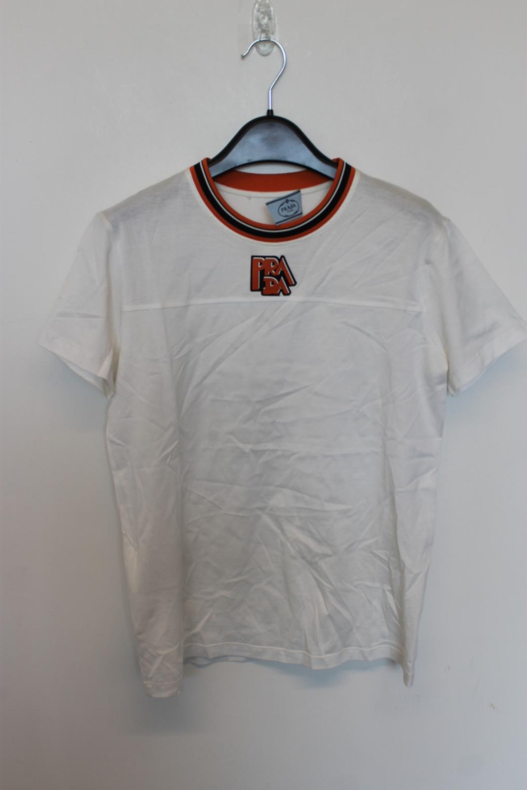 PRADA Ladies White Cotton Short Sleeve T-Shirt Size XS NEW