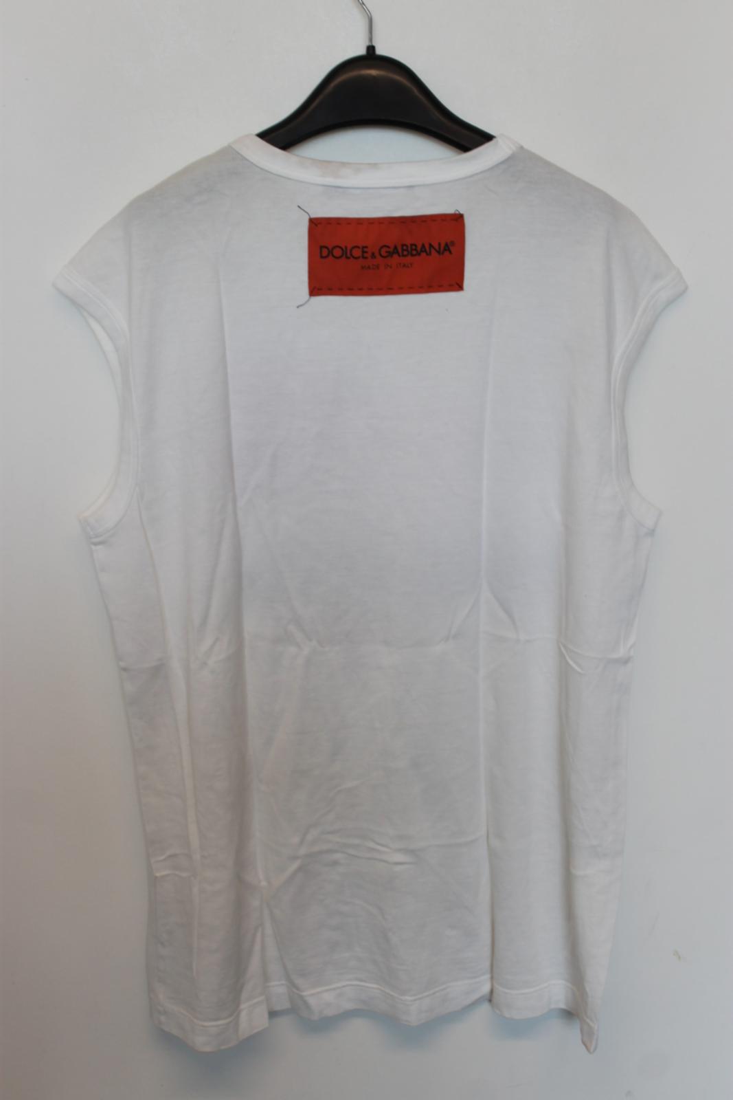 DOLCE & GABBANA Ladies White Cotton Sleeveless L'Amore T-Shirt EU38 UK10 NEW