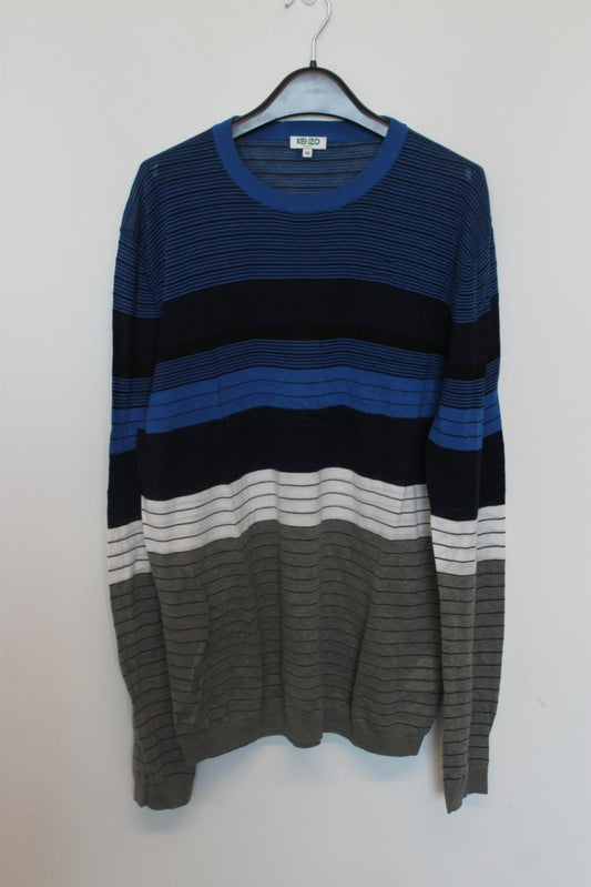 KENZO Men's Multicoloured Striped Cotton Long Sleeve Lightweight Jumper M NEW