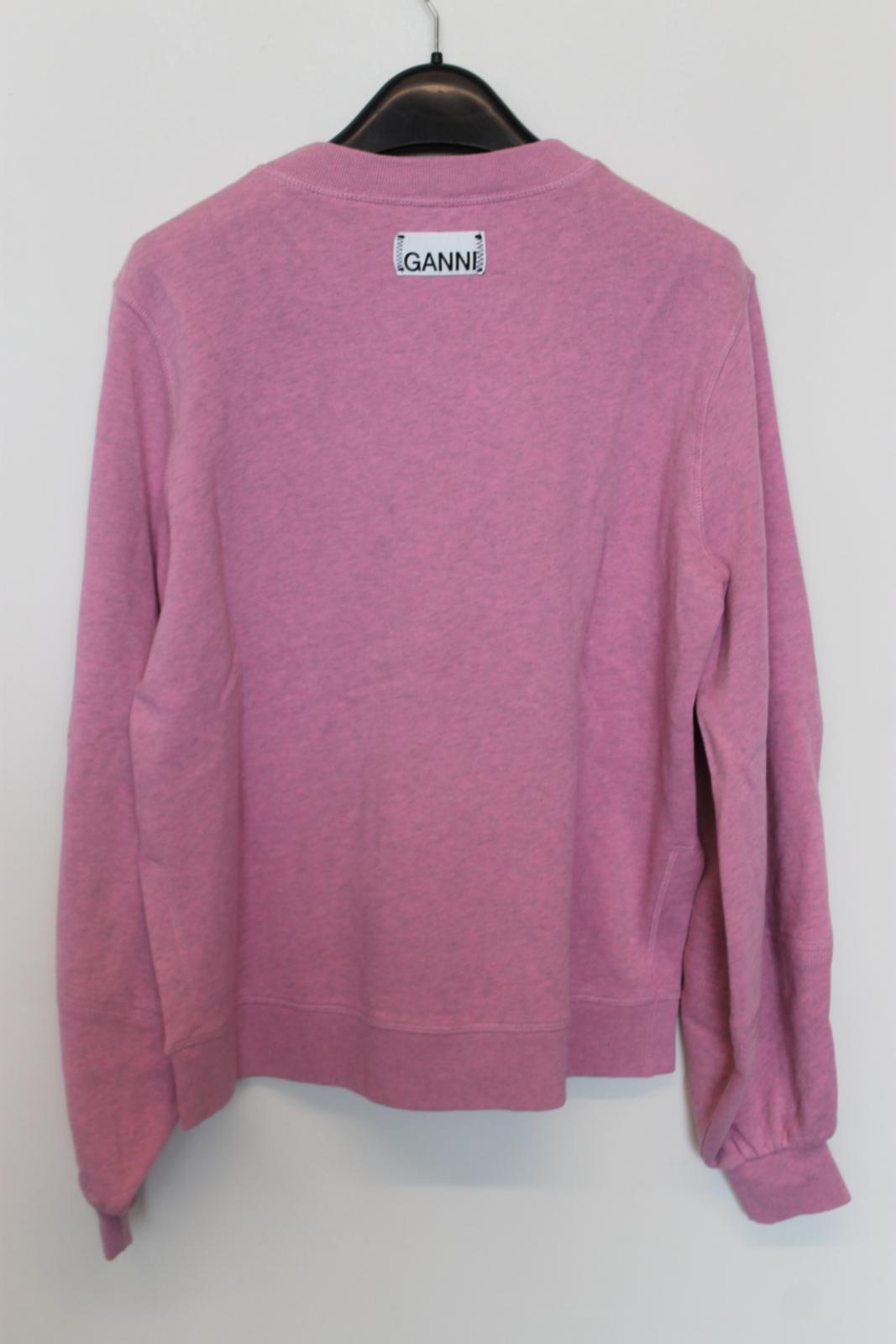 GANNI Ladies Pink Cotton Long Sleeve Crew Neck Sweatshirt XS NEW