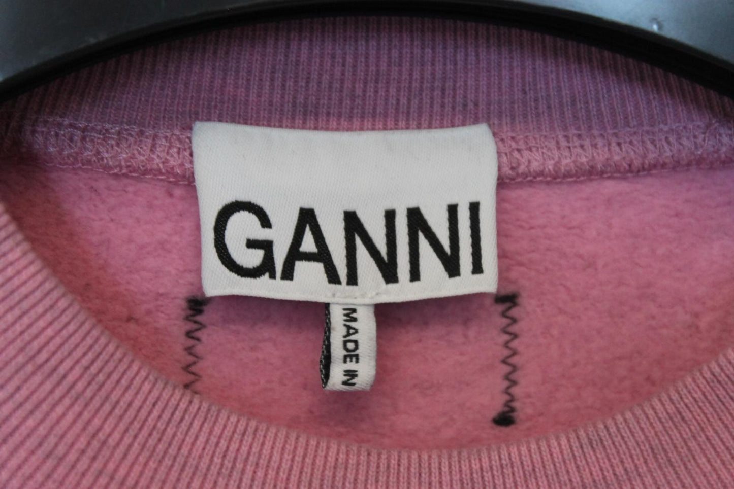 GANNI Ladies Pink Cotton Long Sleeve Crew Neck Sweatshirt XS NEW