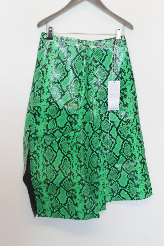 MARNI Ladies Green/Black Leather Python Print Long Skirt EU34 UK6 NEW