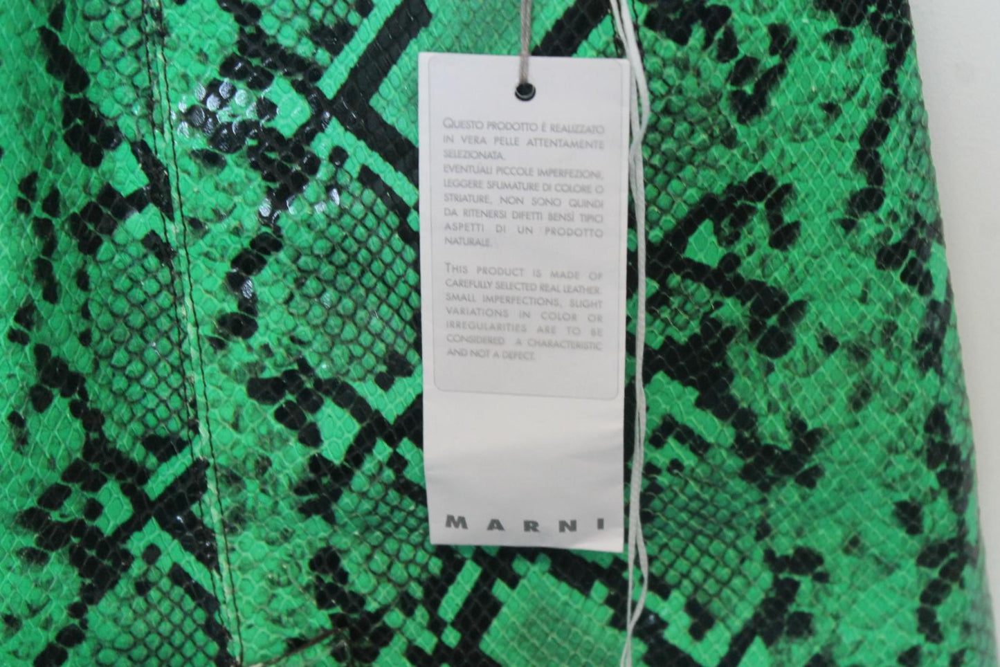 MARNI Ladies Green/Black Leather Python Print Long Skirt EU34 UK6 NEW